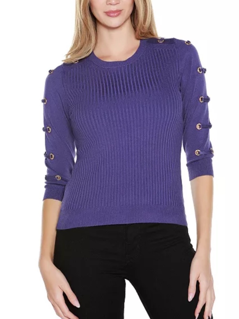 Belldini
Women's Grommet-Trim Ribbed Sweater